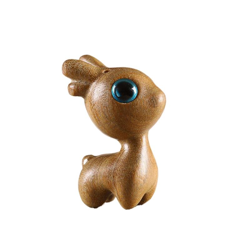 Sandalwood Deer Car Keychain, Pendant, Couple Phone Pendant, USB Disk Chain Hanger, Gift