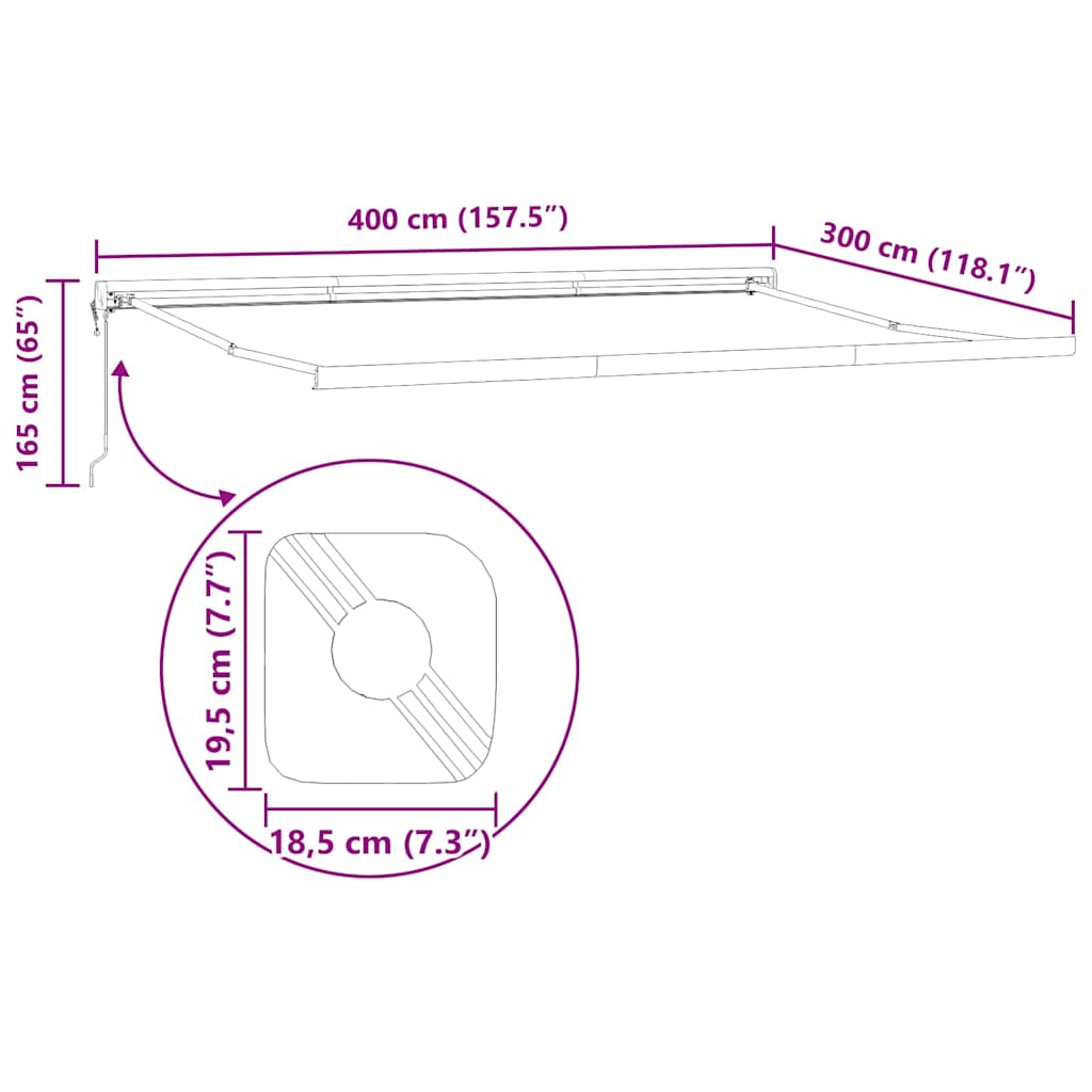 Retractable Awning Multicolor 400 X 300 Cm Fabric and Metal