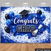 Tapeçaria de Confete de Chapéu de Formatura com Manchas de Tinta Azul e Branca 2D Tecido de Fundo para Decoração de Casa de Formatura
