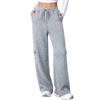Women Block Texture Wide Leg Sweatpants Cargo Pants with Pockets |