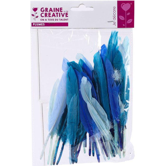 Indian Feathers - Monochromatic - Blue - 10 Grams - Approximately 40 Feathers - Length 15 Cm