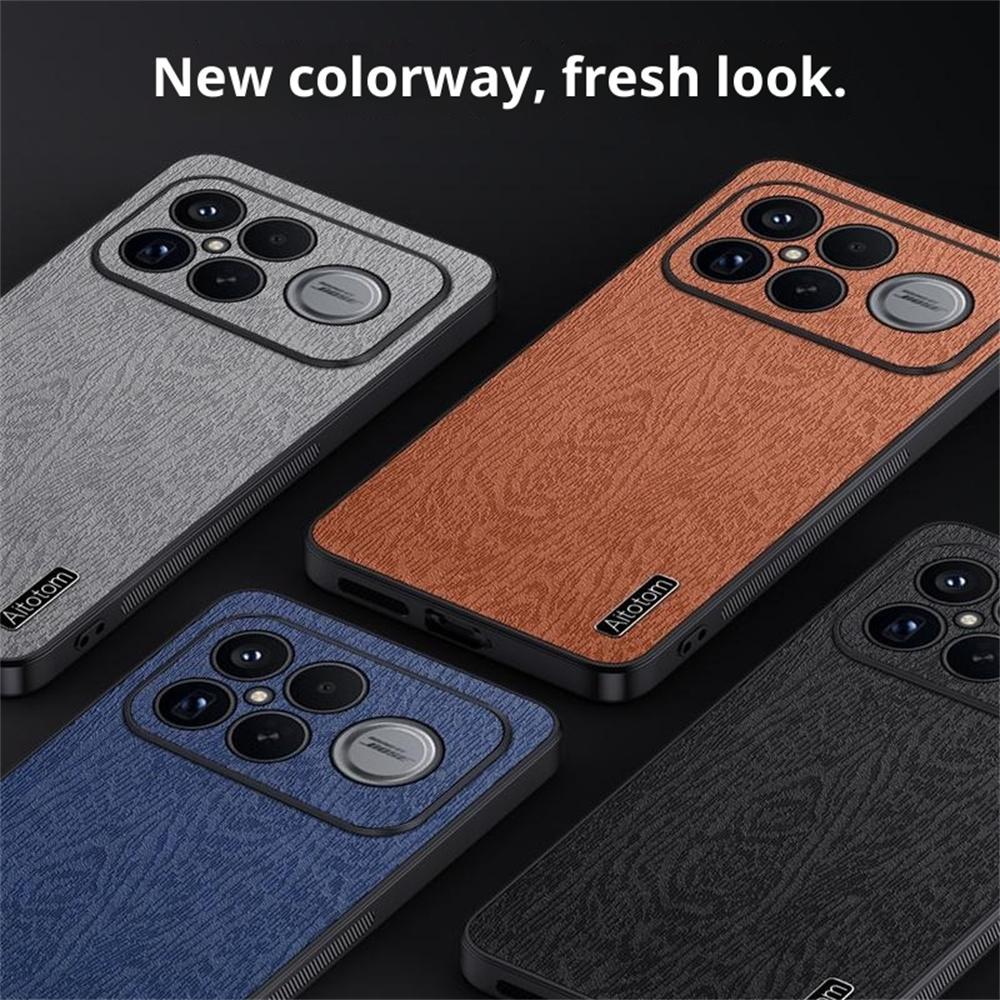 For Xiaomi Redmi K90 Pro Max 5G/Poco F8 Ultra Case Wood Texture PU Leather Coated PC TPU Phone Cover