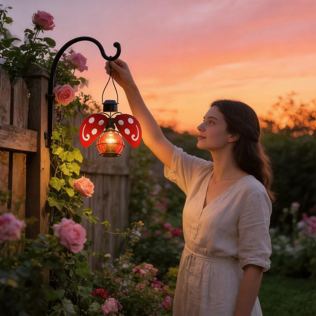 Garden Solar Lantern With Iron Bee And Butterfly Decor For Outdoor Yard Lighting