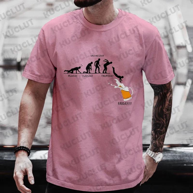 Men's T-shirts Friday Beer Funny Graphic Y2k Tops Weekend Drinking Day Party Tees Plus Size Matching Shirts Outfit Streetwear