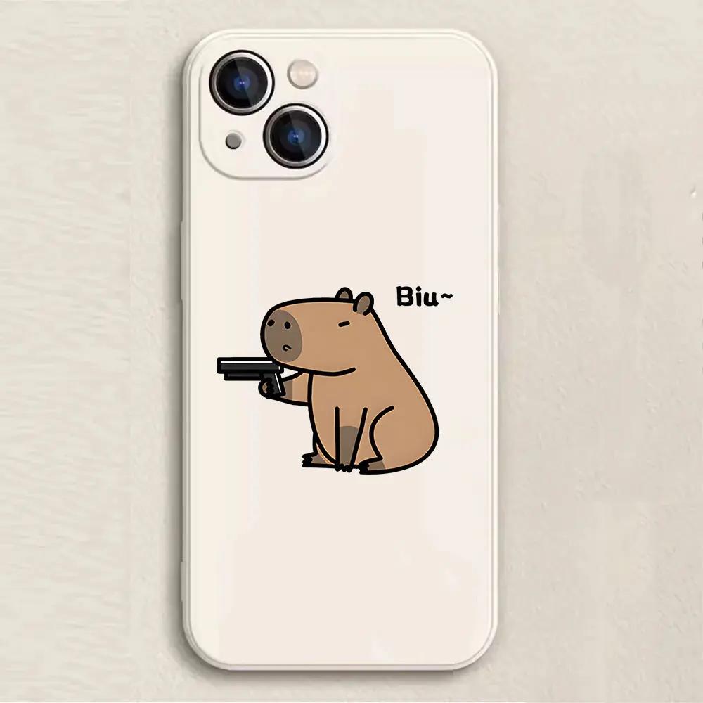 Soft Silicone Phone Case for IPhone 16 15 11 12 13 Pro Max Mini XS XR X 7 8 14 Plus Cartoon Animal Capybara Couple Paired Cover