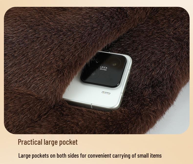 Plus Velvet Thickened Woolen Coat with Fur Collar for Middle-Aged and Elderly - Grandma Style