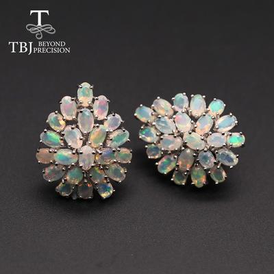 Bolaijewelry grande orecchino in argento sterling 925 con opale naturale sfaccettato etiope di alta qualità da 11 ct, ovale fine, 3 * 5/3 * 4 mm, gioielli per gioielli da donna