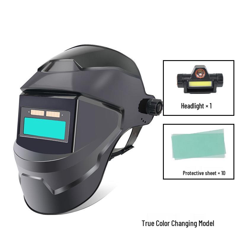 Auto-Darkening Welding Helmet: Lightweight, Head-Mounted Protective Mask for Argon Arc Welding with Worker Goggles.
