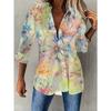 Women's Long Sleeve Printed Blouse Shirt Abstract Floral Print Polyester