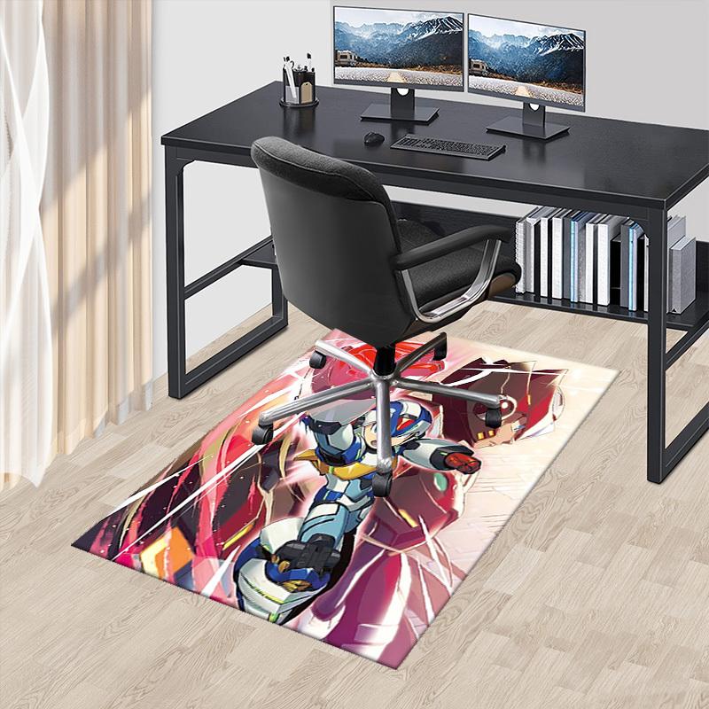 

1pc Mega Man Anime Cartoon Design Office Chair Mat Non-Slip Carpet for Home Decor Living Room Bedroom Game Room Gift All Seasons Universal.Y043 60cm by 90cm