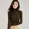 Women's Lightweight Silky High Neck Wool Blend Long Sleeve T-Shirt - Autumn Collection