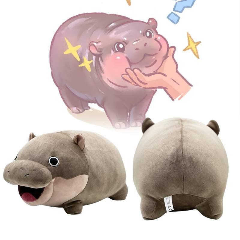 Moo Deng Hippo Plush Toys Cute Cartoon Girl Holiday Gifts Throw Dolls Pillow