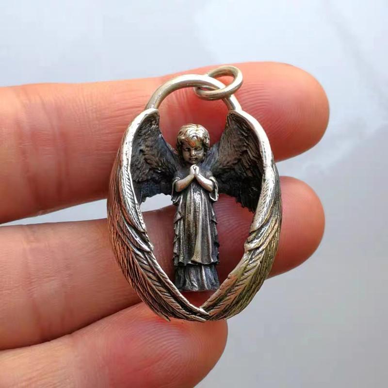 Vintage Exquisite Praying Cherub Pendant Guardian Angel Necklace Suitable for Men and Women Punk Jewelry Gifts