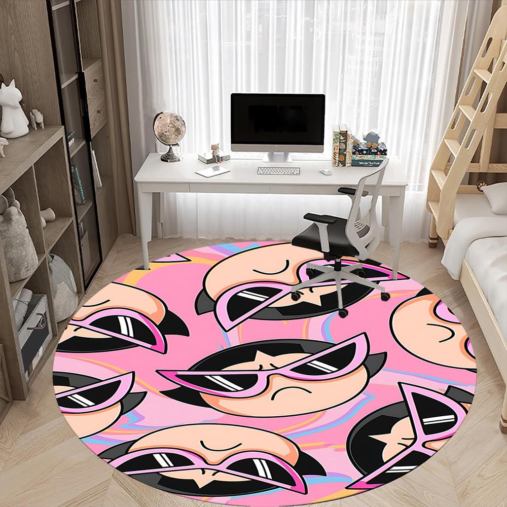 1pc Powerpuff Girls Office Round Area Rug, Under Office Chairs Bedroom Living Room Home Decor  a1022144