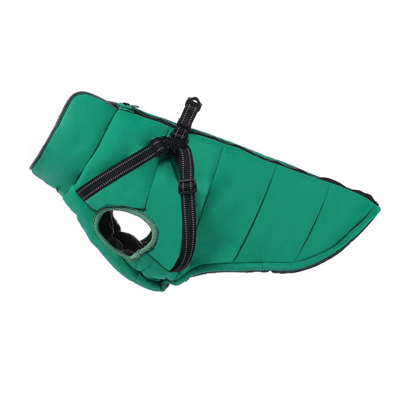 Warm Reflective Dog Coat with Harness - Thickened Cotton for Autumn/Winter