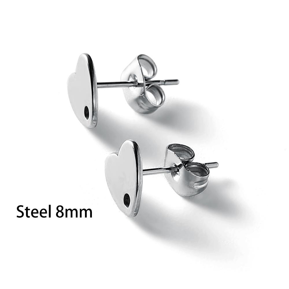 10Pcs Gold Color Stainless Steel Love Heart Ear Studs Earring Stud Pins Base for DIY Earrings Base Jewelry Making Accessories