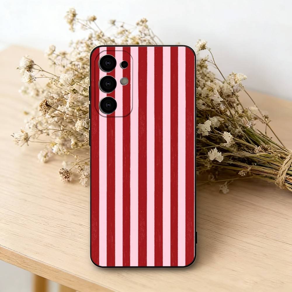 B-Burgundy White Stripe P-pattern Phone Case For Samsung S25,S24,S21,S22,S23,S30,Ultra,S20,Plus,Fe,Lite,Note,10,Black Cover
