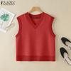 ZANZEA Women Casual V-Neck Loose Sleeveless Vest Tops