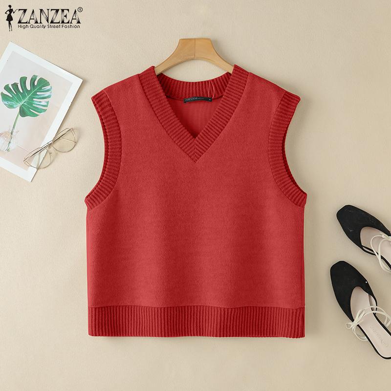 ZANZEA Women Casual V-Neck Loose Sleeveless Vest Tops