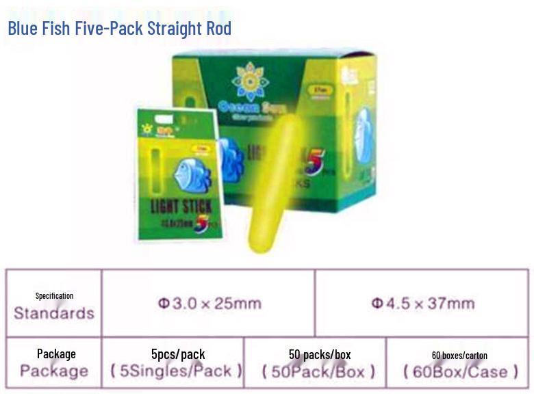 Ocean Glow Night Fishing Float Set: 5 Fluorescent Light Sticks with Holders