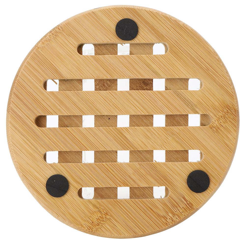 4 Stück Bambus Tischset Hitzebeständig Rutschfest Schüssel Tasse Wärmeisolieruntersetzer für Zuhause Küche(Runde Form )