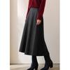 Elegant High Waist A-line Herringbone Brushed Mid-length Skirt for Women - 2025 Autumn/Winter