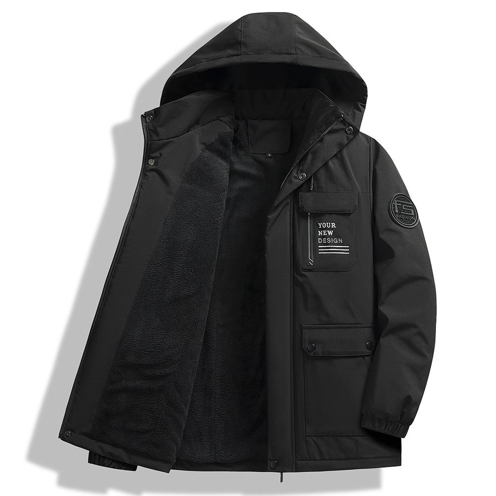 New Casual Workwear Hooded Cotton Coat, Winter Windproof Cotton Jacket, Large Size Jacket, Plus Velvet and Thickening