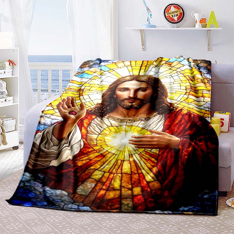 A Flannel Blanket Blessed by the Virgin Mary and Jesus, Suitable for Home Use, Including Bedrooms, Beds, Sofas, and Picnics.