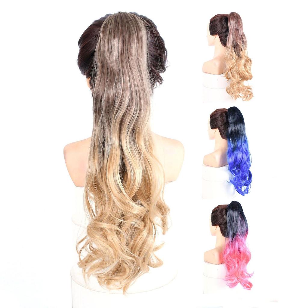 Jeedou Barevný prodloužení culíku Dlouhé vlnité vlasy Balayage Ombre Barva Syntetické culíky Prodloužení vlasů Pro Dívky Dámy