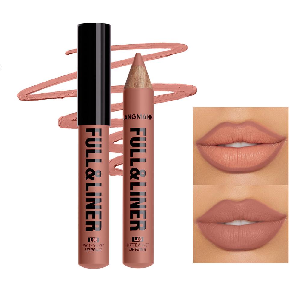 Delineador de Labios y Color Completo en 12 Tonos Mate, Fórmula Ligera para Todos los Tipos de Beige Claro Adecuado para Labios con Look Completo, Delinea y Rellena el Look de los Labios