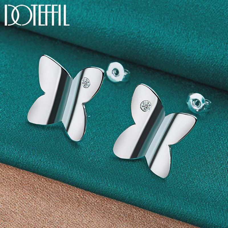 

Серьги-бабочки из стерлингового серебра 925 пробы с цирконами класса ААА, модные свадебные ювелирные аксессуары 1.50*1.40cm