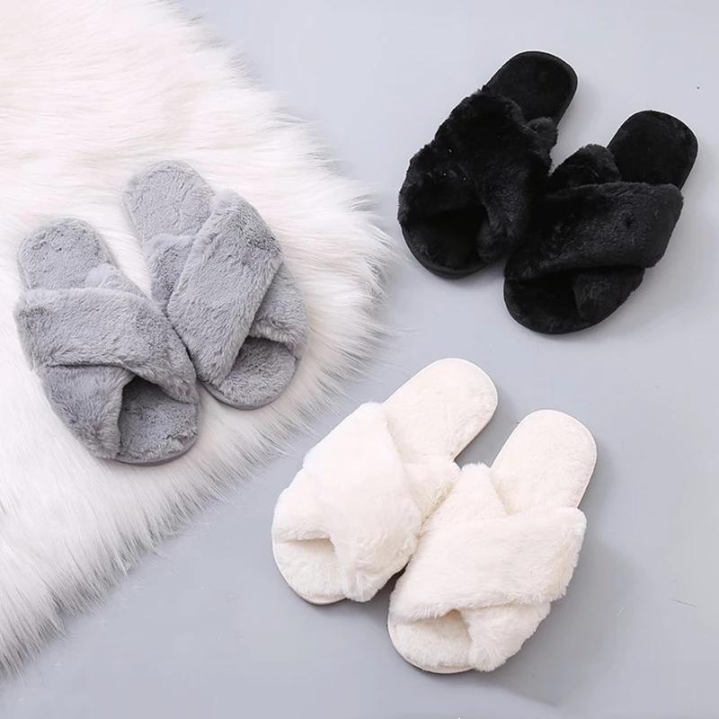 Warm Slippers Womens Cozy Fuzzy Slippers Flip Flops