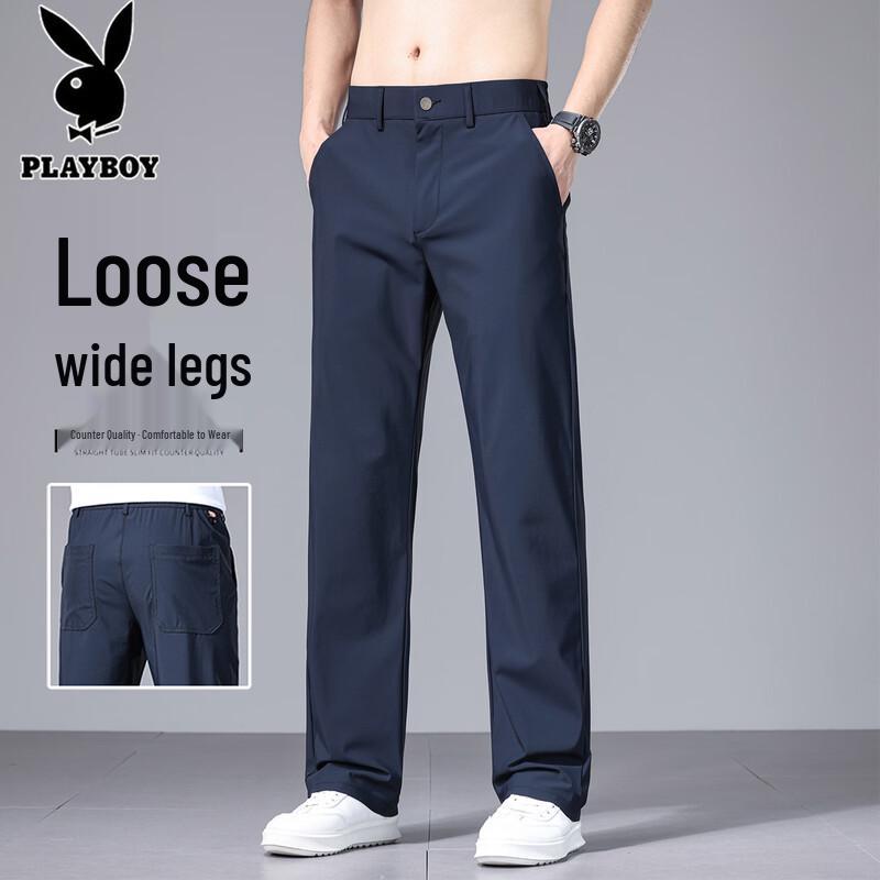

PLAYBOY Men s Ice Silk Straight-Leg Casual Trousers 38