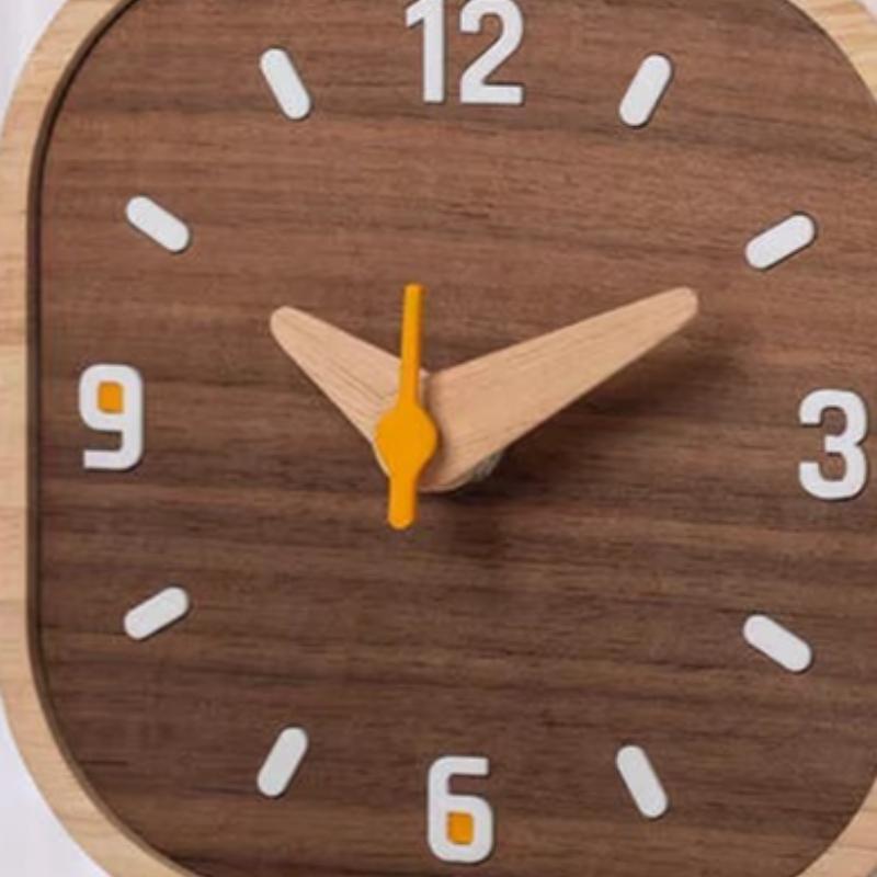 Nordic Black Table Clock Solid Wood Simple Japanese-style Retro Table Clock Simple Creative Home Decor Reloj De Pared YS40CC