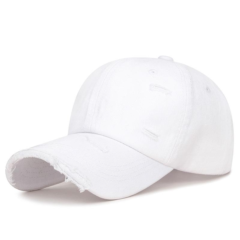 Korean version of the new ripped men's and women's universal baseball cap personalized flash washed solid color cotton casual sun hat
