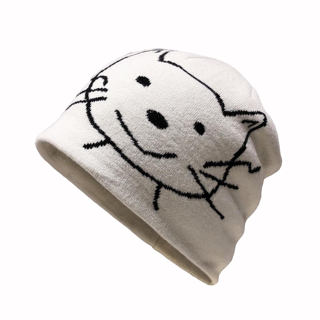 Cat cold hat small head circumference female autumn and winter show a small face warm knitted hat maternity confinement windproof headgear
