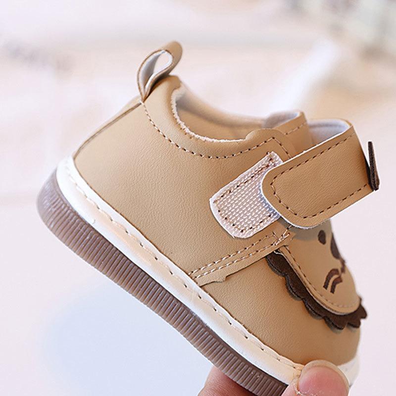 First Walker Shoes for 0-2 Year Olds Unisex Soft-Soled Infant Cartoon Squeaky Shoes Animal Print Casual Shoes