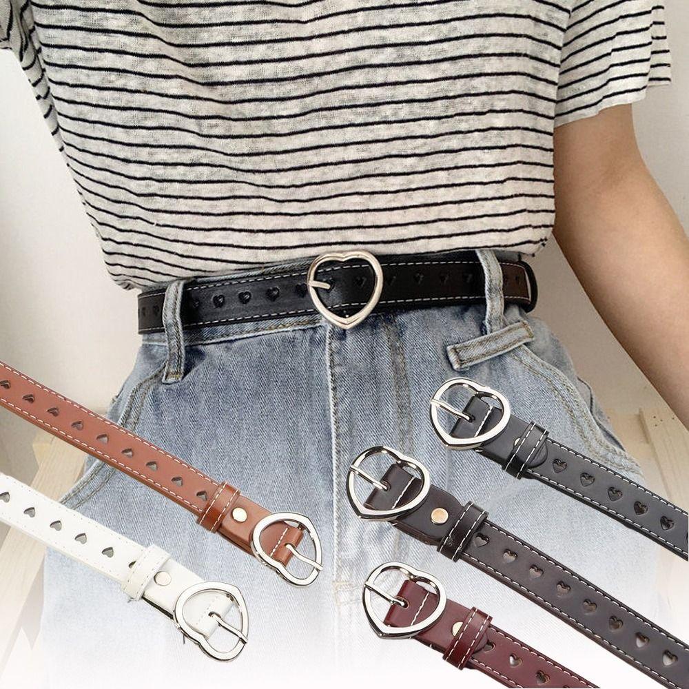 Gothic Love Heart Belts Heart Eyelet Grommet Waist Band Fashion PU Leather Belt For Women Man