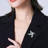 Women Brooch Bird Wing Pigeon Shape Suit Pin Sparkling Rhinestones Inlaid Retro Style Peace Symbol Brooch Woolen Coats Accessory