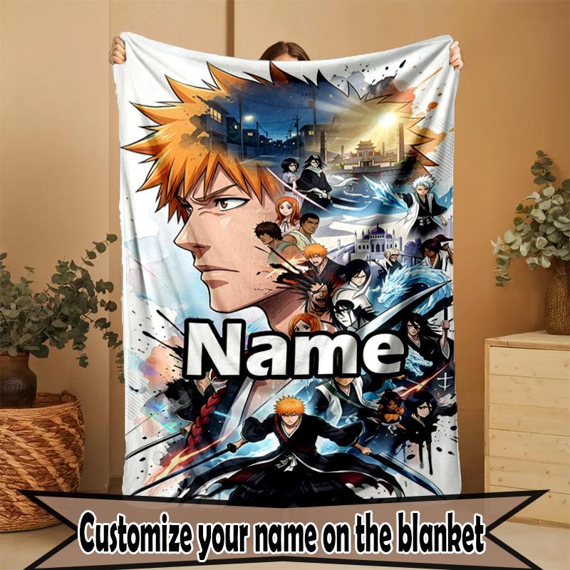 Custom Name Personalized BLEACH Print Blanket, Home Decor, Bedroom, Sofa, Camping, Couch, Gifts for Birthday ChristmasEnthusiasts