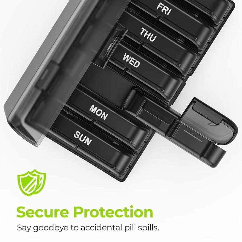 Portable Pill Organizer Morning And Evening Pill Box Black Privacy Protection Suitable For Storing Medications Fish Oil Vitamins