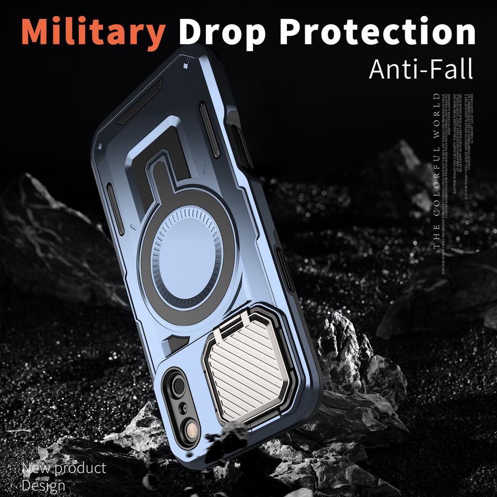 For IPhone 11 12 13 14 15 16 17 Pro Max Air XR 16E 16 Plus Lens Cover Bracket Wireless Charging Magnetic Back Cover Phone Case