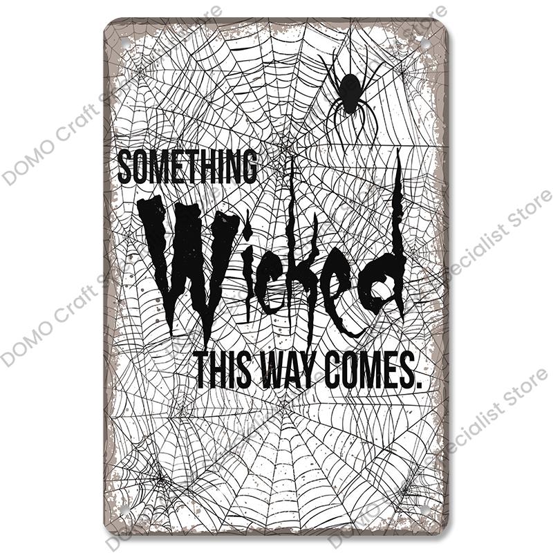 Happy Halloween Retro Poster Metal Plate Jack-O-Lantern Black Cat Witch Metal Tin Signs Vintage Halloween Party Living Room Home