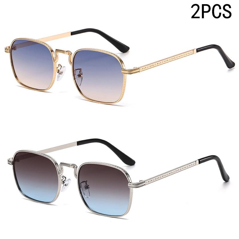 2PCS Latest Trendy Sunglasses - Square Oval Style With Black Tint Featuring Unique Designer And Uv Protection.2402