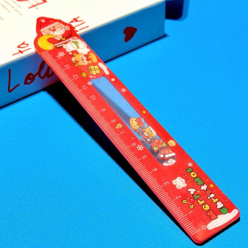 Cartoon Santa Claus Snowman Christmas Ruler Creative Drawing Painting Tool Reward Stationery Student Gift School Supplies