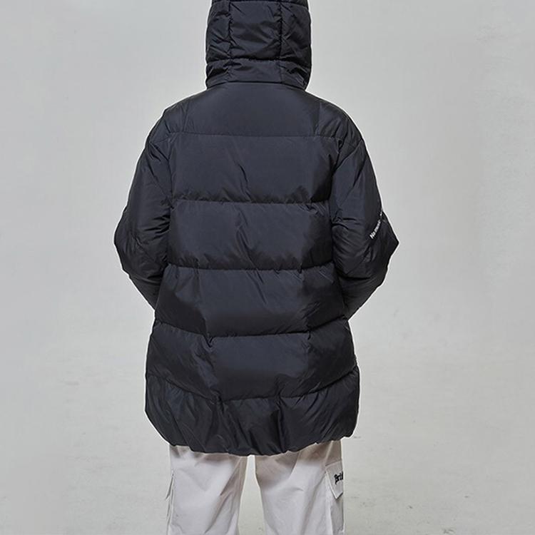 Li Ning Cold Resistant Warm Hooded Down Jacket Women Outerwear Standard-Black AYMP032-2