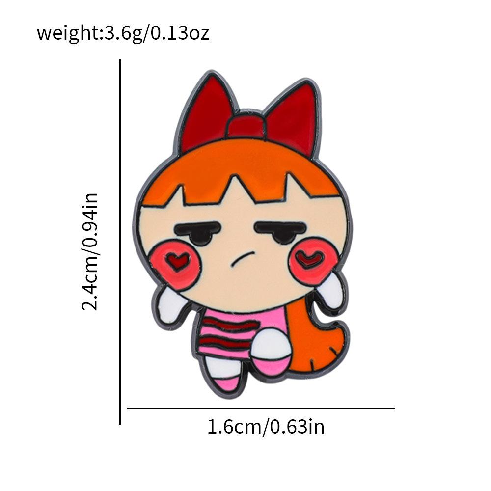Cartoon Power Girl Brooches Set Cute Anime Enamel Lapel Pins for Backpack Creative Metal Badges Women Accessories Gifts