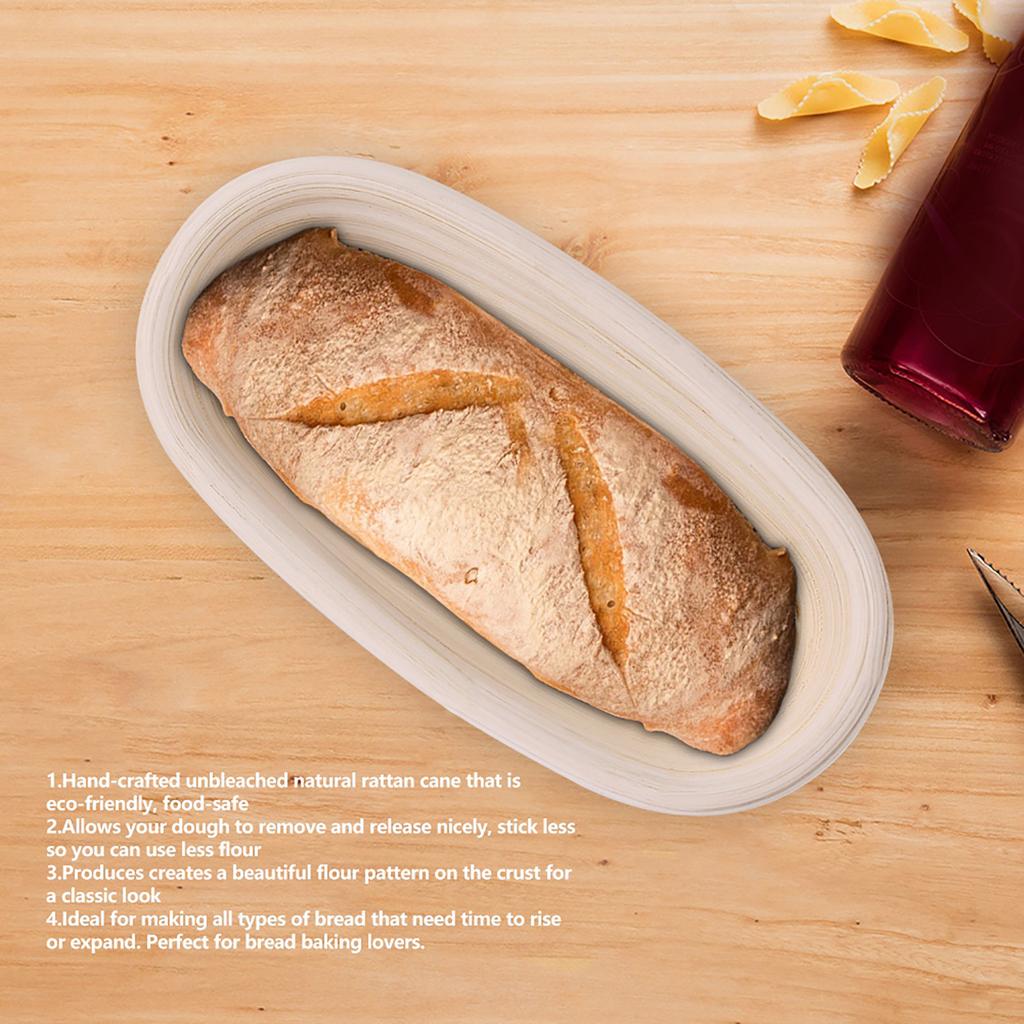 Handgefertigter ungebleichter natürlicher Rohr-Gärkörbchen Teig Brot Backset 25x14.5x8cm