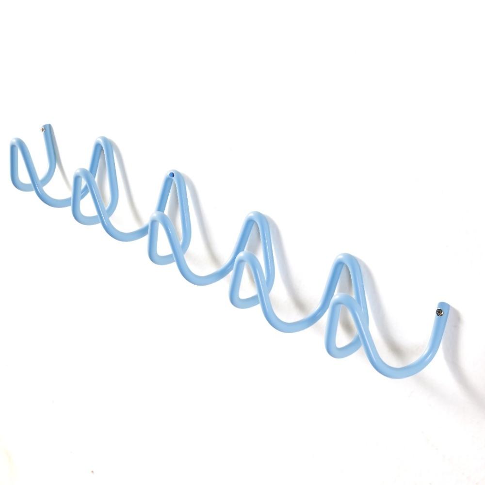 

Металевий настінний гачок хвилястої форми Водонепроникний гачок для ключів Стійка Гачок для одягу на задню сторону дверей для дому Передпокій Blue 5Hooks