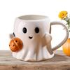 Süße Halloween-Kürbisgeister Keramiktassen Keramik-Trinkglas mit Henkel Halloween Lustige Weiße Geister Kaffeetasse